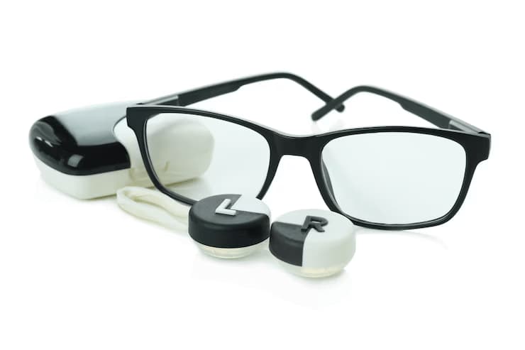 Eye care professionals with patients