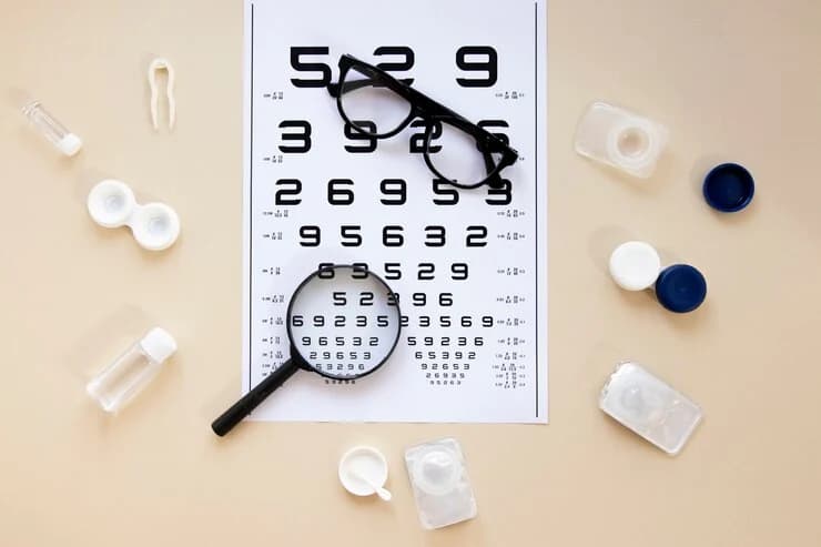 Eye care professionals with patients