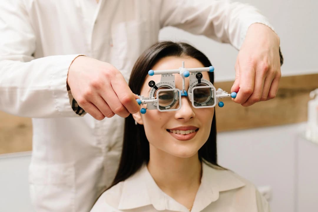 Eye examination with specialized equipment